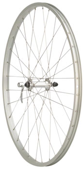 Quality Wheels Value Single Wall Series Front Wheel - 26", QR x 100mm, Rim Brake, Silver, Clincher, 36H Silver EA Front Wheel