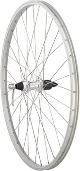 Quality Wheels Value Single Wall Series Rear Wheel - 26", QR x 135mm, Rim Brake, HG 10, Silver, Clincher, 36H EA Rear Wheel