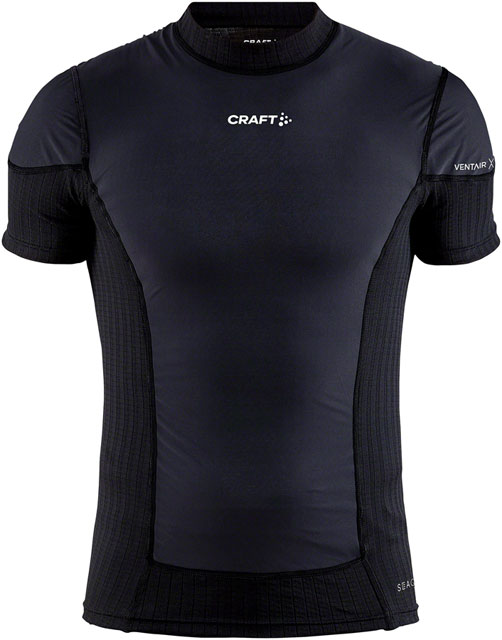 Craft Active Extreme X Wind Base Layer Shirt - Short Sleeve, Black/Granite, Men's, Large
