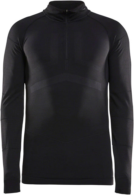 Craft Active Intensity Zip Neck Long Sleeve Top - Black/Asphalt, Men's, X-Large