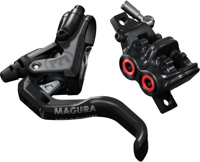 Magura MT5 HC Disc Brake and Lever -  Front or Rear, Hydraulic, Post Mount, Black/Neon Red