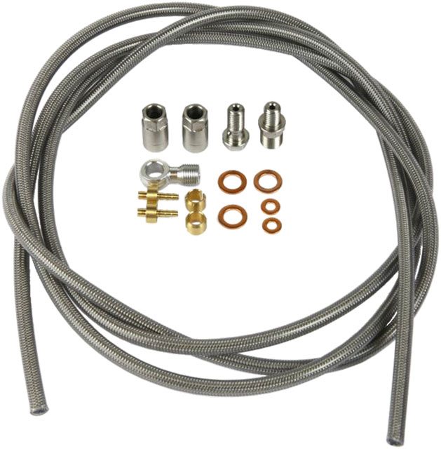 Hope Braided Stainless Steel Hydraulic Brake Hose and Fitting Kit - Fits Front or Rear, For One Hope Brake, Type 2