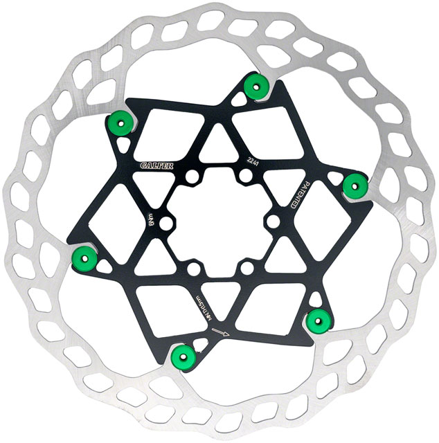 Galfer Floating Wave Disc Brake Rotor - 180mm x 2.0mm, 6-Bolt, Green