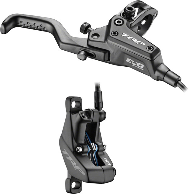 TRP EVO Pro HD-M9040 Disc Brake and Lever - Right/Front or Rear, 1900mm Hose, Post Mount, 4-Piston, Black