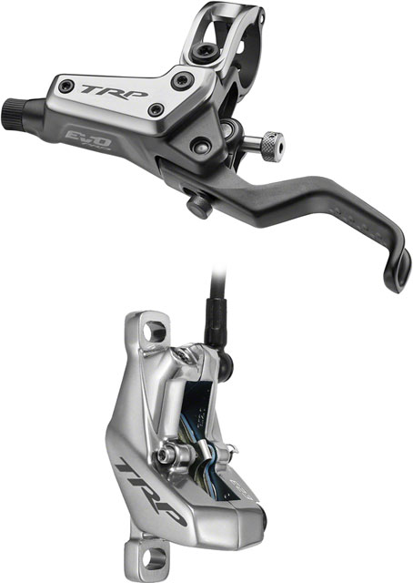 TRP EVO Pro HD-M9040 Disc Brake and Lever - Left/Front or Rear, 1900mm Hose, Post Mount, 4-Piston, Gray