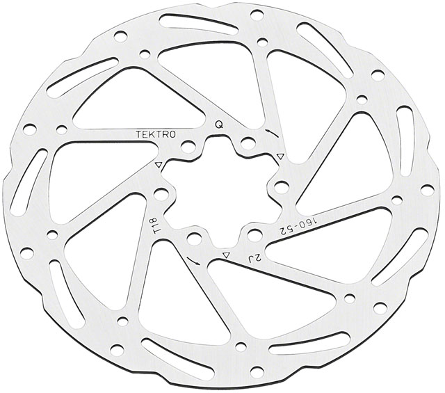 Tektro TR160-52 Disc Rotor - 160mm, 6-Bolt, 1.8mm Thickness, For 2-Piston Calipers, Silver