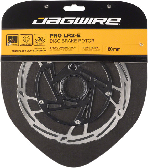 Jagwire Pro LR2-E Ebike Disc Brake Rotor with Magnet - 180mm, Center Lock, Silver/Black