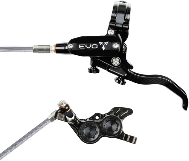 Hope EVO GR4 Disc Brake and Lever Set - Left Hand, Post Mount, 4-Piston, Braided Hydraulic Hose, Black