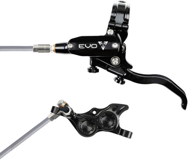 Hope EVO TR4 Disc Brake and Lever Set - Left Hand, Post Mount, 4-Piston, Braided Hydraulic Hose, Black