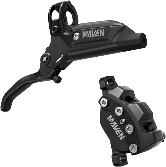 SRAM Maven Base Disc Brake and Lever - Rear or Front, 2000mm Hose, Post Mount, 4-Piston, Aluminum Lever, SS Hardware, Diffusion Black, A1
