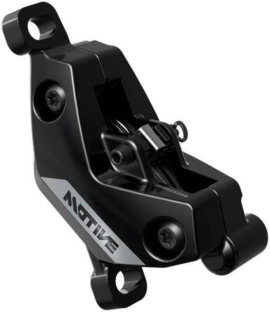 SRAM Motive Silver Disc Brake Caliper Assembly - Front/Rear, Post Mount, 4-Piston, Gloss Black, A1+