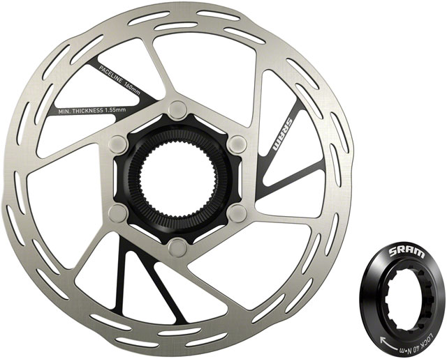 SRAM Paceline Disc Brake Rotor - 160mm, Center Lock, 1.85mm, Includes Internal Tooled Lockring
