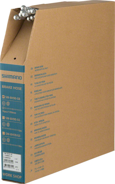 Shimano SM-BH90-SB High Pressure Disc Brake Hose Kit - Normal Silver Banjo Caliper Connector, 1700mm, Black, Bulk Box of 10