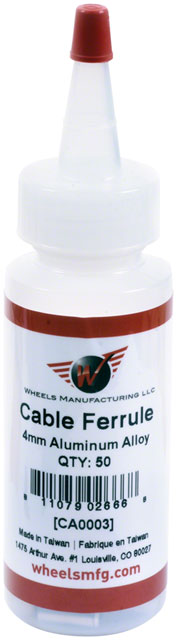 Wheels Manufacturing Cable Housing Ferrule - Alloy, 4mm, Bottle of 50