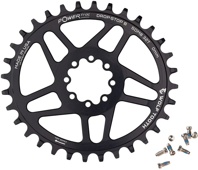 Wolf Tooth Elliptical Direct Mount Chainring - 32t, SRAM Direct Mount, Drop-Stop B, For SRAM 8-Bolt Cranksets, 0mm Offset, Black