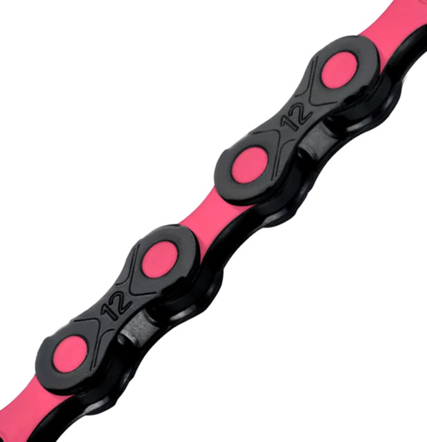 KMC DLC 12 Chain - 12-Speed, 126 Links, Black/Pink