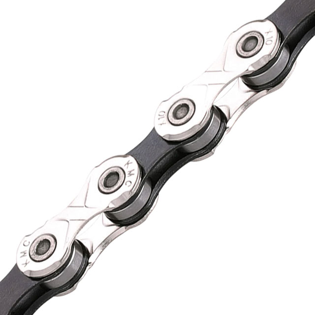 KMC X10 Chain - 10-Speed, Nickel/Black, Bulk 500 Foot Roll