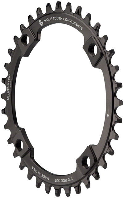 Wolf Tooth 120 BCD Chainring - 36t, 120 BCD, 4-Bolt, Drop-Stop B, Black