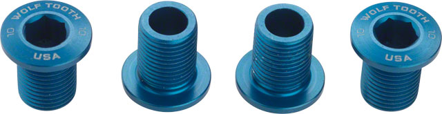 Wolf Tooth Set of Chainring Bolts for 104 x 30T Rings(10 mm long) 4-Pieces, Blue