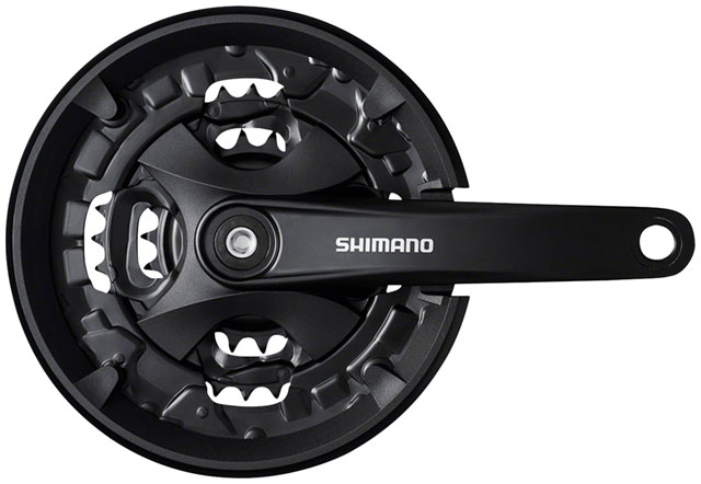Shimano FC-MT101 Crankset - 170mm, 9-Speed, 40/30/22t, Square Taper JIS Spindle Interface, 50mm Chainline, Black