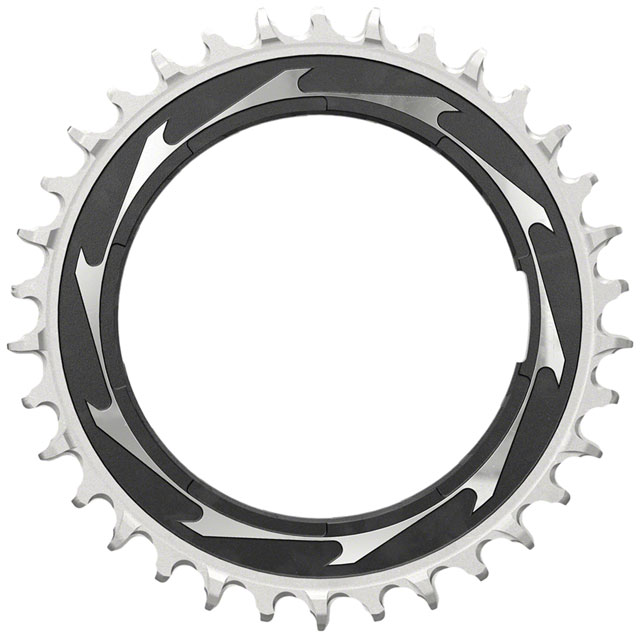 SRAM XX SL Eagle T-Type Thread Mount Chainring - 34t, 12-Speed, Thread Mount  (For XX SL PM Spider), 0mm Offset, Aluminum, Black/Silver