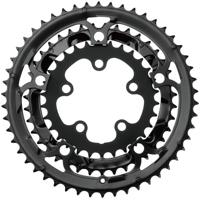 Samox 323ASS Chainring Set - 50/39/30t, 130/74 BCD, Aluminum Outer Ring, Steel Middle/Inner Ring, Black