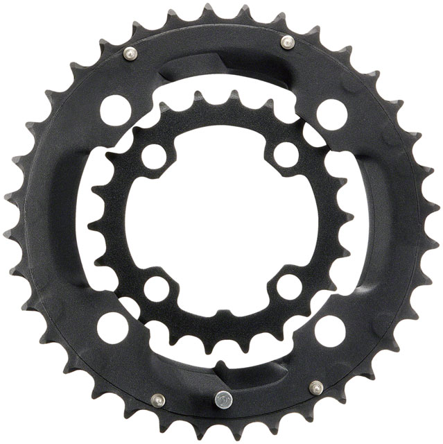 Samox 231AS Chainring Set - 36/22t, 104/64 BCD, Aluminum Outer Ring/Steel Inner Ring, Black