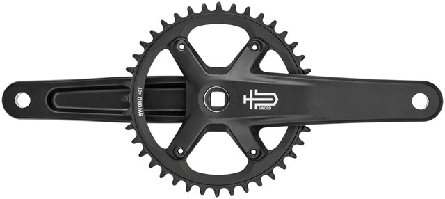 microSHIFT Sword Black 1x Crankset - 175mm, 9/10-Speed, 40t, 110 Asym BCD, JIS Square Taper Spindle Interface, Black