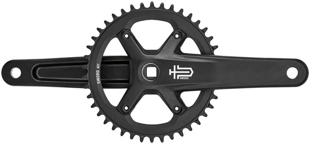 microSHIFT Sword Black 1x Crankset - 175mm, 9/10-Speed, 42t, 110 Asym BCD, JIS Square Taper Spindle Interface, Black