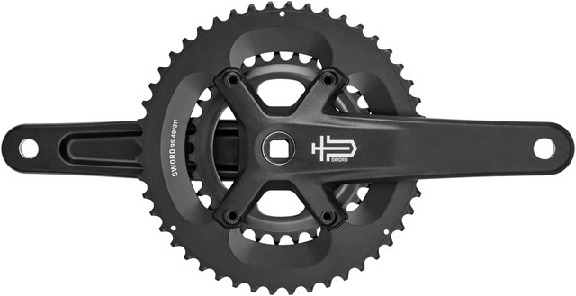 microSHIFT Sword Black 2x Crankset - 165mm, 9-Speed, 48/31t, 110/80 Asym BCD, JIS Square Taper Spindle Interface, Black