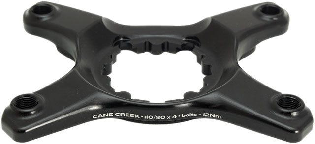 Cane Creek eeWings Chainring Spider - 4-Bolt, 110 and 80 Asymmetric BCD, 3-Bolt Mount Type, Shimano GRX 1x and 2x Systems, Black