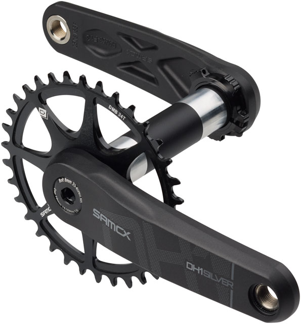 Samox Silver DH-1 Crankset - 155mm, 3-Bolt Direct Mount 34t Chainring, 28.99mm Aluminum Spindle, Black