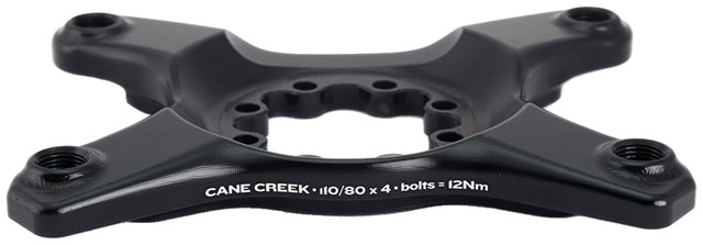 Cane Creek eeWings Chainring Spider - 4-Bolt, 110 and 80 Asymmetric BCD, 8-Bolt Mount Type, Shimano GRX 1x and 2x Systems, Black
