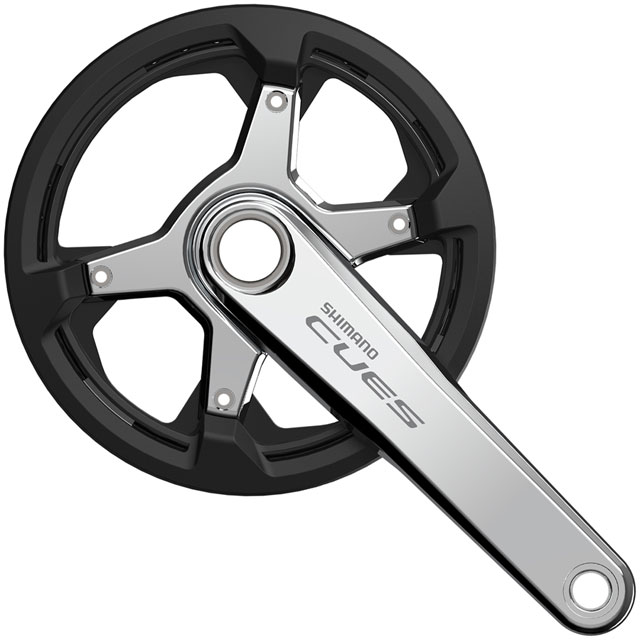 Shimano CUES FC-U6030-1 Crankset - 170mm, 9/10/11-Speed, 40t with Chainguard, Asymmetric 110 BCD, Silver