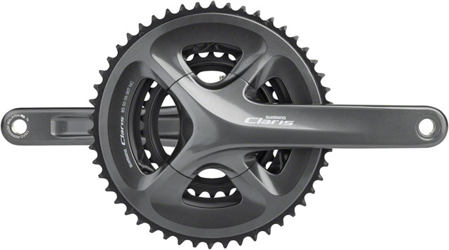 Shimano Claris FC-R2030 Crankset - 175mm, 8-Speed, 50/39/30t, 110/74 BCD, Hollowtech II Spindle Interface, Black