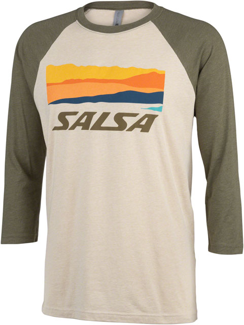 Salsa Outback Unisex 3/4 Tee - Cream, Military Green, Large