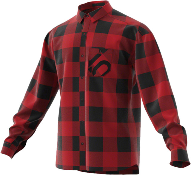 Five Ten Long Sleeve Flannel Shirt - Red/Black, X-Large