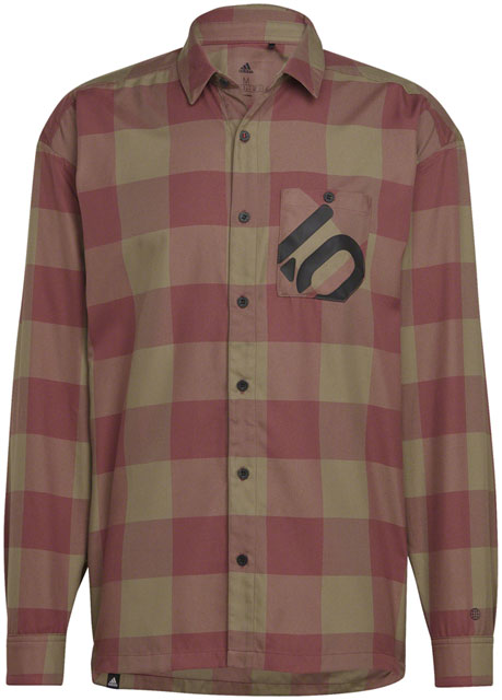 Five Ten Long Sleeve Flannel Shirt - Orbit Green/Quiet Crimson, X-Large