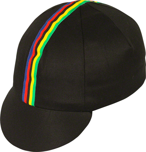 Pace Sportswear Traditional Cycling Cap: Black/World Champion Stripe, XL