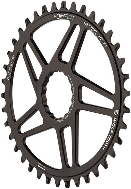 Wolf Tooth Elliptical Direct Mount Chainring - 42t, RaceFace/EastonCINCH Direct Mount, 3mm Offset, Drop-Stop B, Flattop Compatible, Black