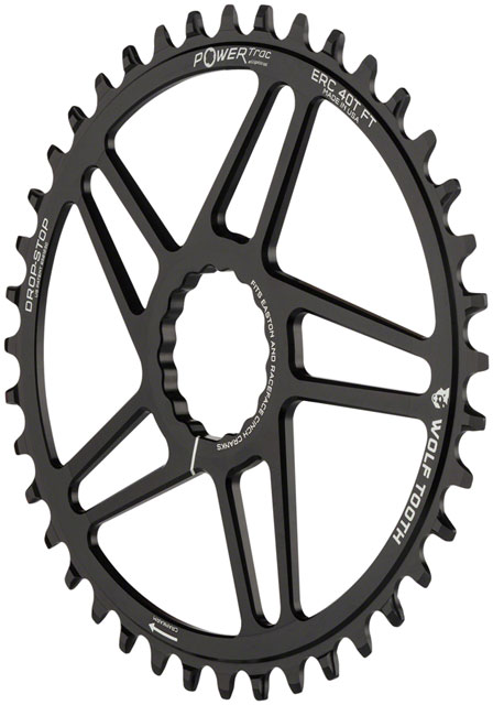 Wolf Tooth Elliptical Direct Mount Chainring - 40t, RaceFace/EastonCINCH Direct Mount, 3mm Offset, Drop-Stop B, Flattop Compatible, Black