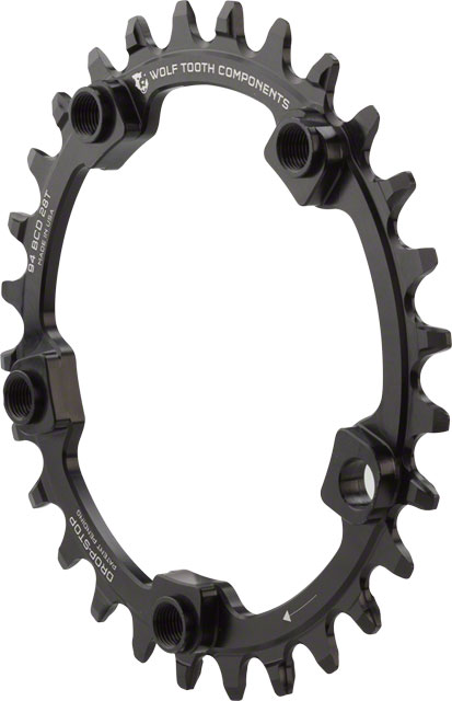 Wolf Tooth 94 BCD Chainring - 28t, 94 BCD, 5-Bolt, Drop-Stop A, Black