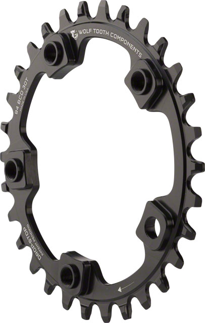 Wolf Tooth 94 BCD Chainring - 30t, 94 BCD, 5-Bolt, Drop-Stop A, Black