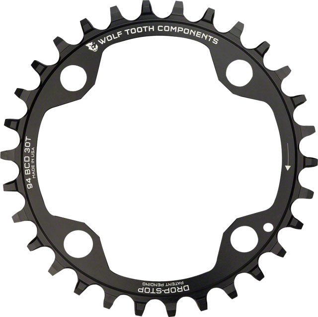Wolf Tooth 94 BCD Chainring - 32t, 94 BCD, 4-Bolt, Drop-Stop A, For SRAM Cranks, Black