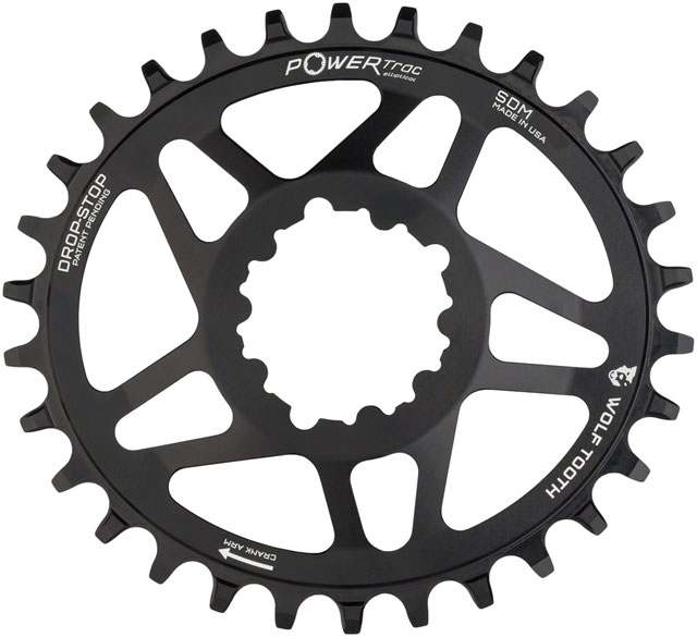 Wolf Tooth Elliptical Direct Mount Chainring - 28t, SRAM 3-Bolt Direct Mount ,Drop-Stop A, For SRAM Cranksets, 6mm Offset, Black