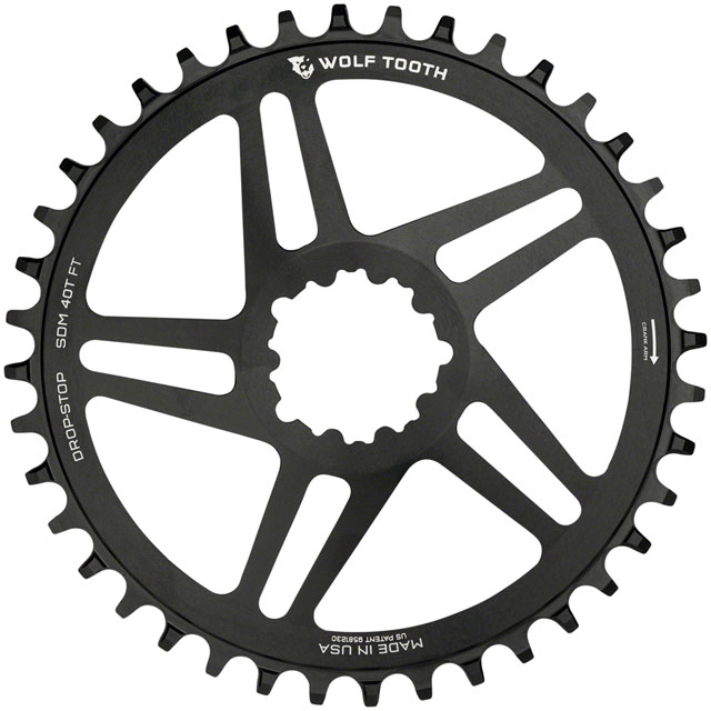 Wolf Tooth Direct Mount Chainring - 40t, SRAM Direct Mount, For SRAM 3-Bolt, 6mm Offset, Drop-Stop B, Flattop Compatible, Black