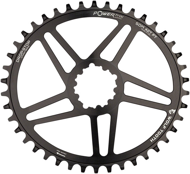 Wolf Tooth Elliptical Direct Mount Chainring - 38t, SRAM Direct Mount, 6mm Offset, Drop-Stop B, Flattop Compatible, Black