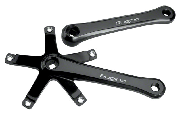 Sugino 75 Track Crank Arm Set - 165mm, 144 BCD, Square Taper ISO Spindle Interface, Black