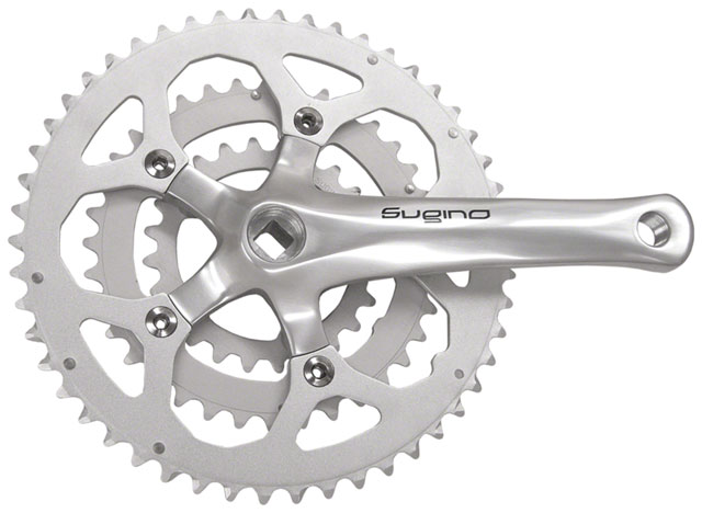 Sugino XD600 Crankset - 165mm, 8/9-Speed, 46/36/26t, 110 BCD, Square Taper JIS Spindle Interface, Silver