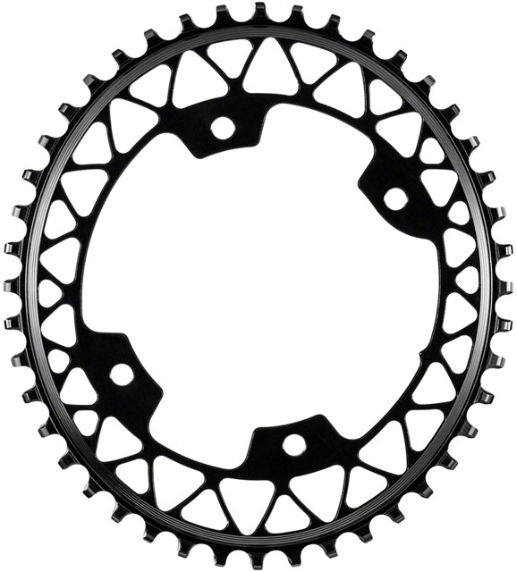 absoluteBLACK Oval 110 BCD Gravel Chainring - 46t, 110 Shimano Asymmetric BCD, 4-Bolt, Narrow-Wide, Black